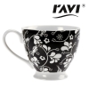Kubek porcelanowy Elegant Tea 420ml czarny z białym wzorkiem Ravi