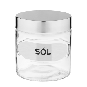 Pojemnik spożywczy szklany przezroczysty z etykietką sól 830ml Ozzy