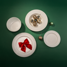 KOMPLET Talerze deserowe STRIPE ryflowane 17,6cm 6 sztuk szkło opal