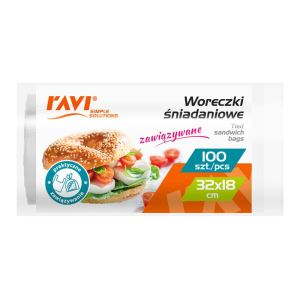 Woreczki śniadaniowe zawiązywane 100 sztuk RAVI