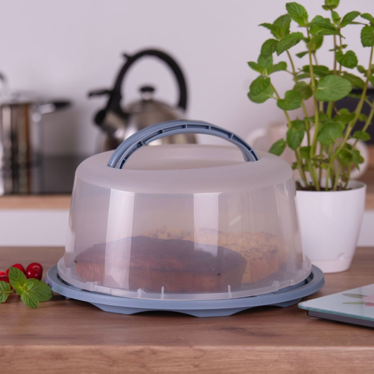 Pojemnik okrągły na ciasto KALINKA szary