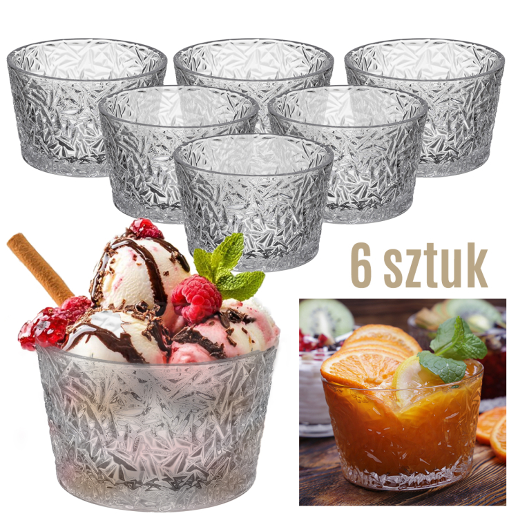 Komplet pucharków LIRYC 290ml wzór 3 kruszony lód 6 sztuk