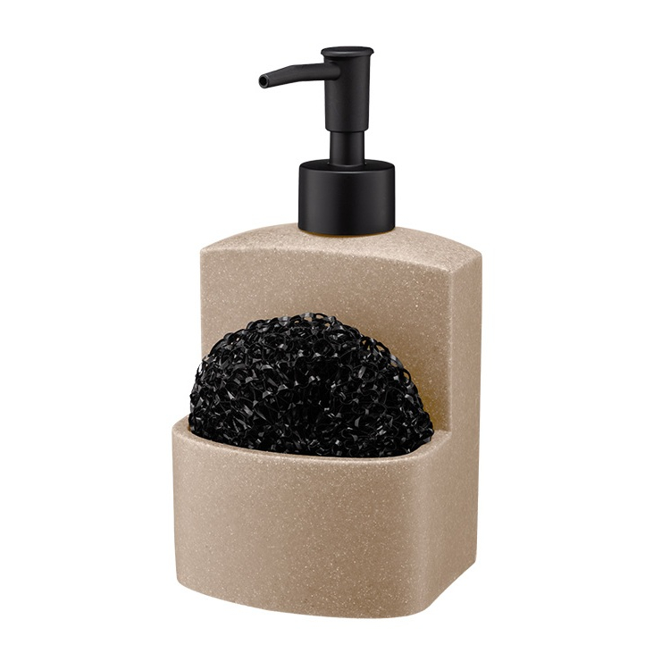 Dozownik na płyn do mycia naczyń z gąbką SANDY beżowy